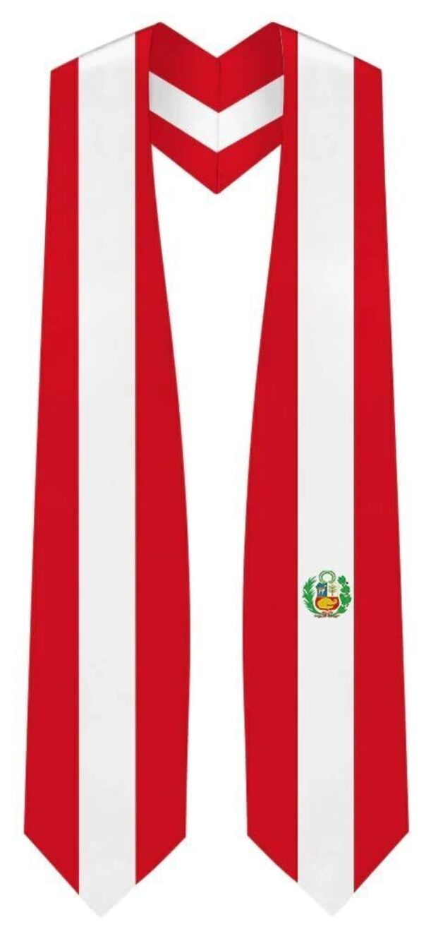 4521 Peru Flag Graduation Stole - Fits All Body Types - Peru Study Abroad